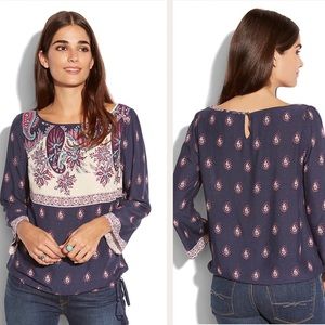 Lucky Brand Larache Border Print Top